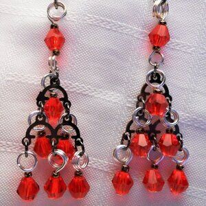 No 637 Beautiful handmade chandelier earrings with glass crystals